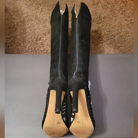 Vince Camuto Shassa Womens Suede Leather Peep Toe Over-The-Knee Boots - Picture 4 of 14